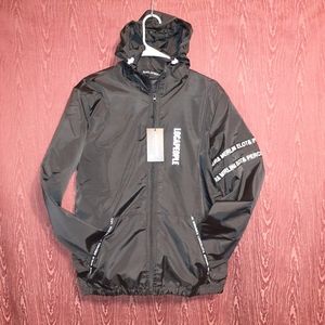 NWT LOCAPEOPLE BLACK WINDBREAKER HOODIE MEN'S SIZE M
